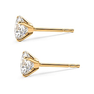 Moissanite 2.00 ctw Solitaire Stud Earrings in 10K Yellow Gold (Deliver in 7-10 days)