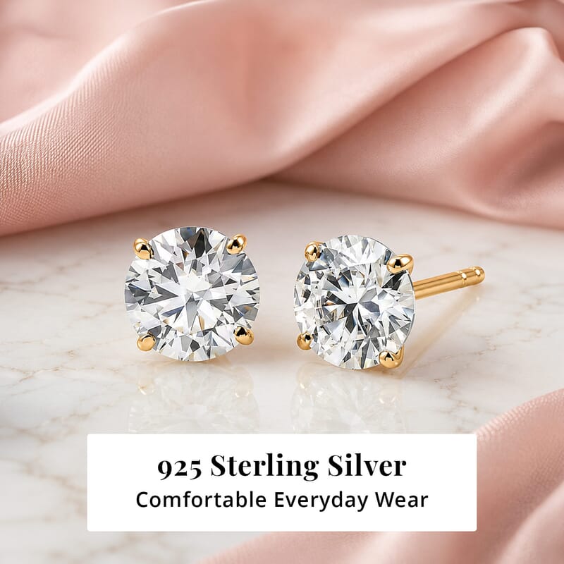 Moissanite 2.00 ctw Solitaire Stud Earrings in 10K Yellow Gold