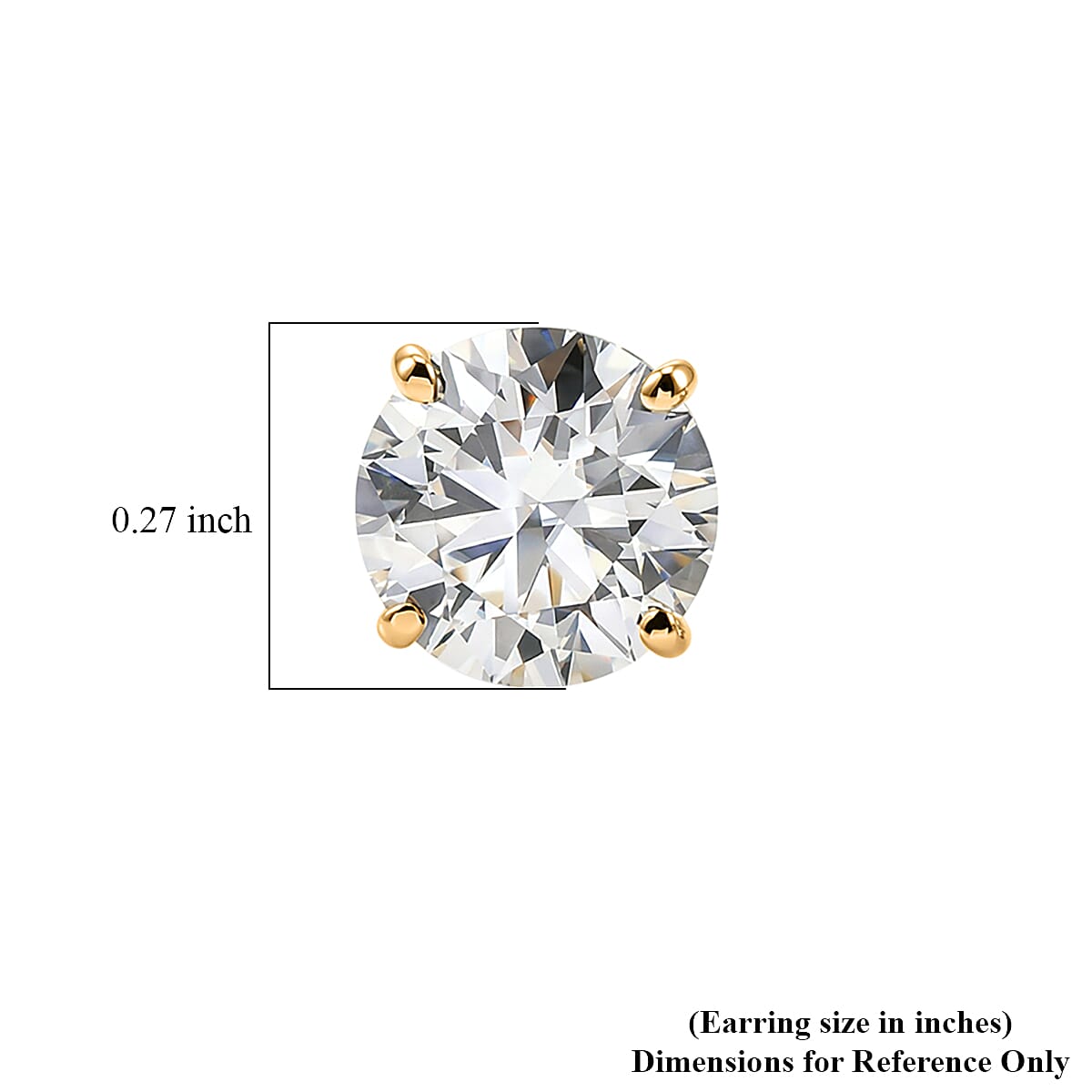 Moissanite 2.00 ctw Solitaire Stud Earrings in 10K Yellow Gold (Deliver in 7-10 days) image number 4