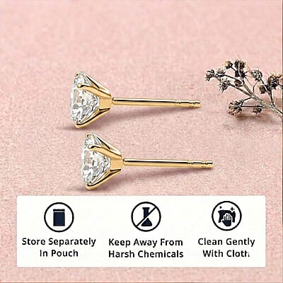 Moissanite 2.00 ctw Solitaire Stud Earrings in 10K Yellow Gold