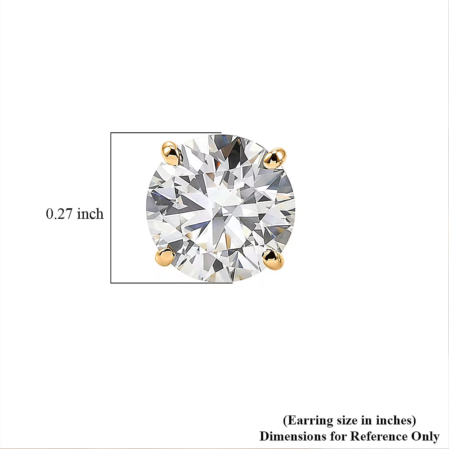 Moissanite 2.00 ctw Solitaire Stud Earrings in 10K Yellow Gold