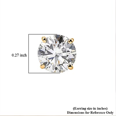 Moissanite 2.00 ctw Solitaire Stud Earrings in 10K Yellow Gold