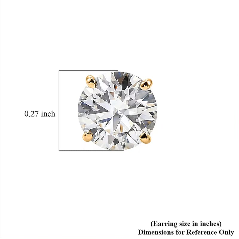 Moissanite 2.00 ctw Solitaire Stud Earrings in 10K Yellow Gold
