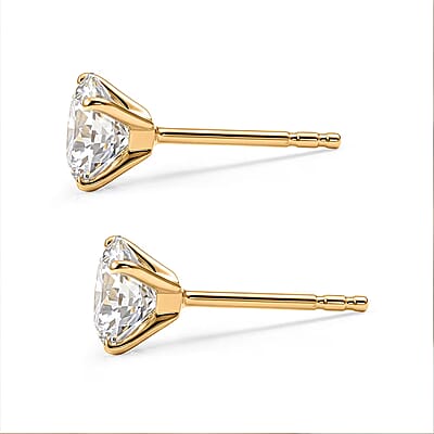 Moissanite 2.00 ctw Solitaire Stud Earrings in 10K Yellow Gold