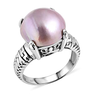Bali Legacy Pink Mabe Pearl Ring in Sterling Silver (Size 7)