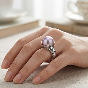 Bali Legacy Pink Mabe Pearl Ring in Sterling Silver (Size 7)
