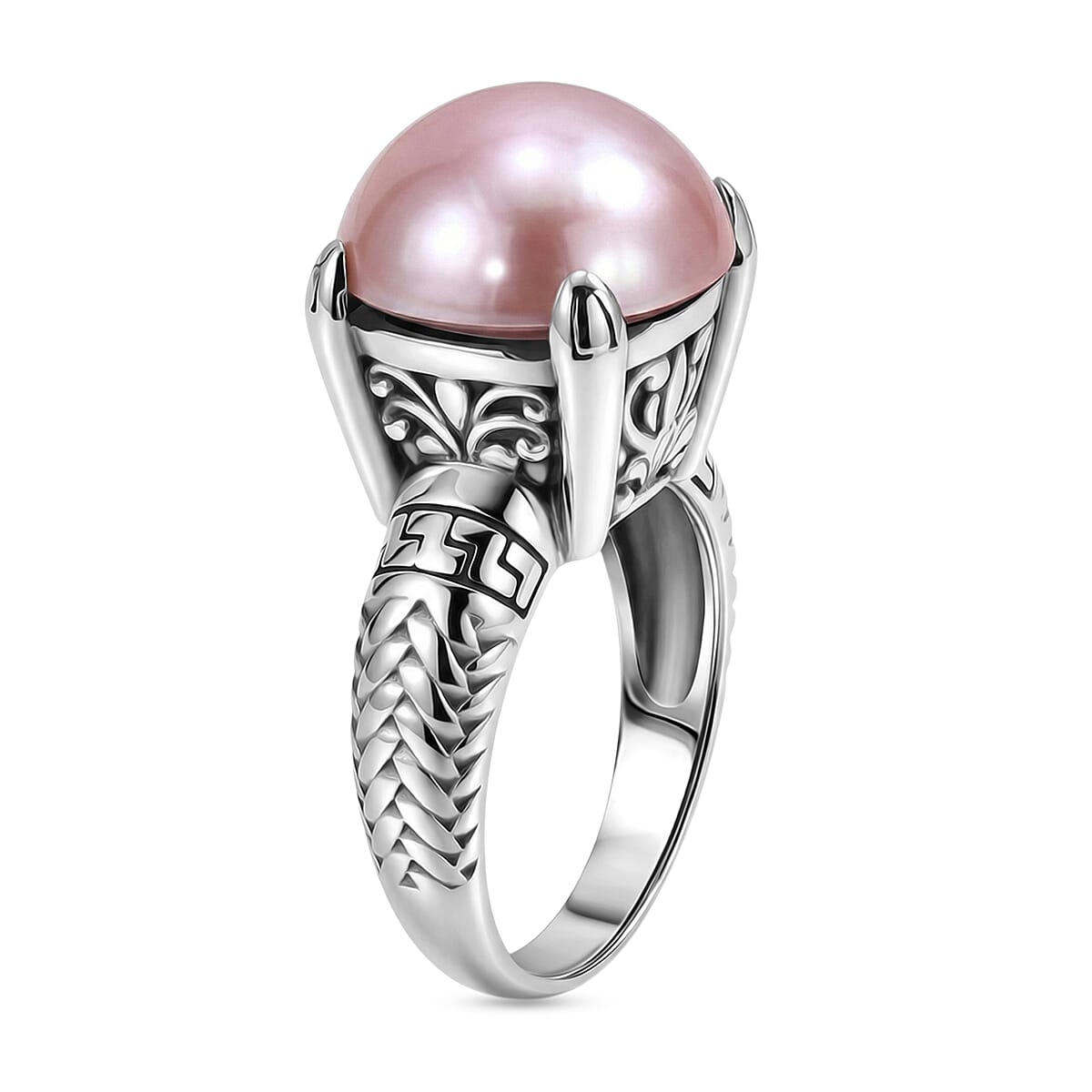Bali Legacy Pink Mabe Pearl Ring in Sterling Silver (Size 7) image number 3