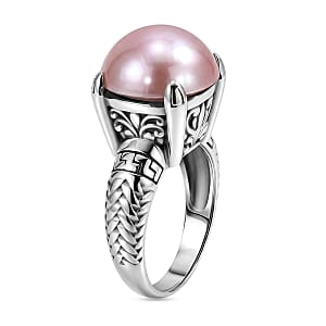 Bali Legacy Pink Mabe Pearl Ring in Sterling Silver (Size 7)