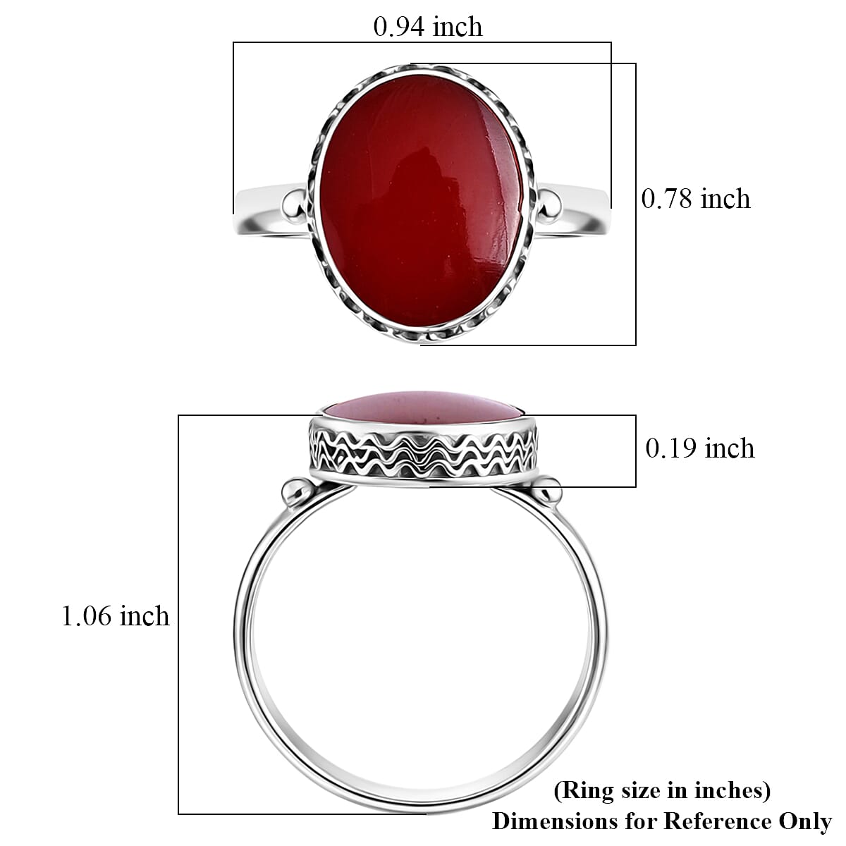 Bali Legacy Red Coral Ring in Sterling Silver (Size 11) image number 5