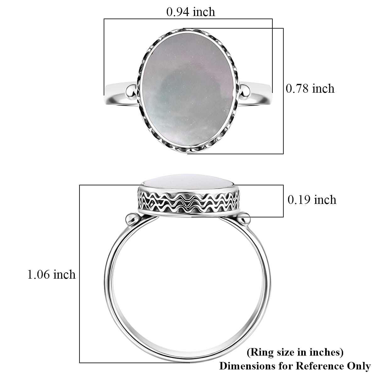 Bali Legacy Mother of Pearl Ring in Sterling Silver (Size 6.0)
