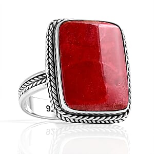 Bali Legacy Red Coral Ring in Sterling Silver (Size 8)