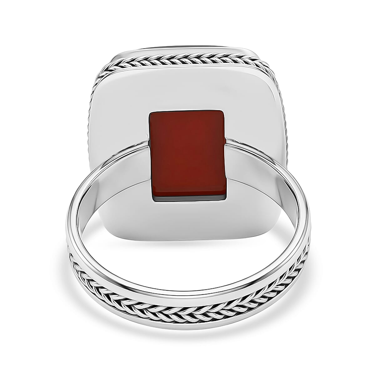 Bali Legacy Red Coral Ring in Sterling Silver (Size 8)
