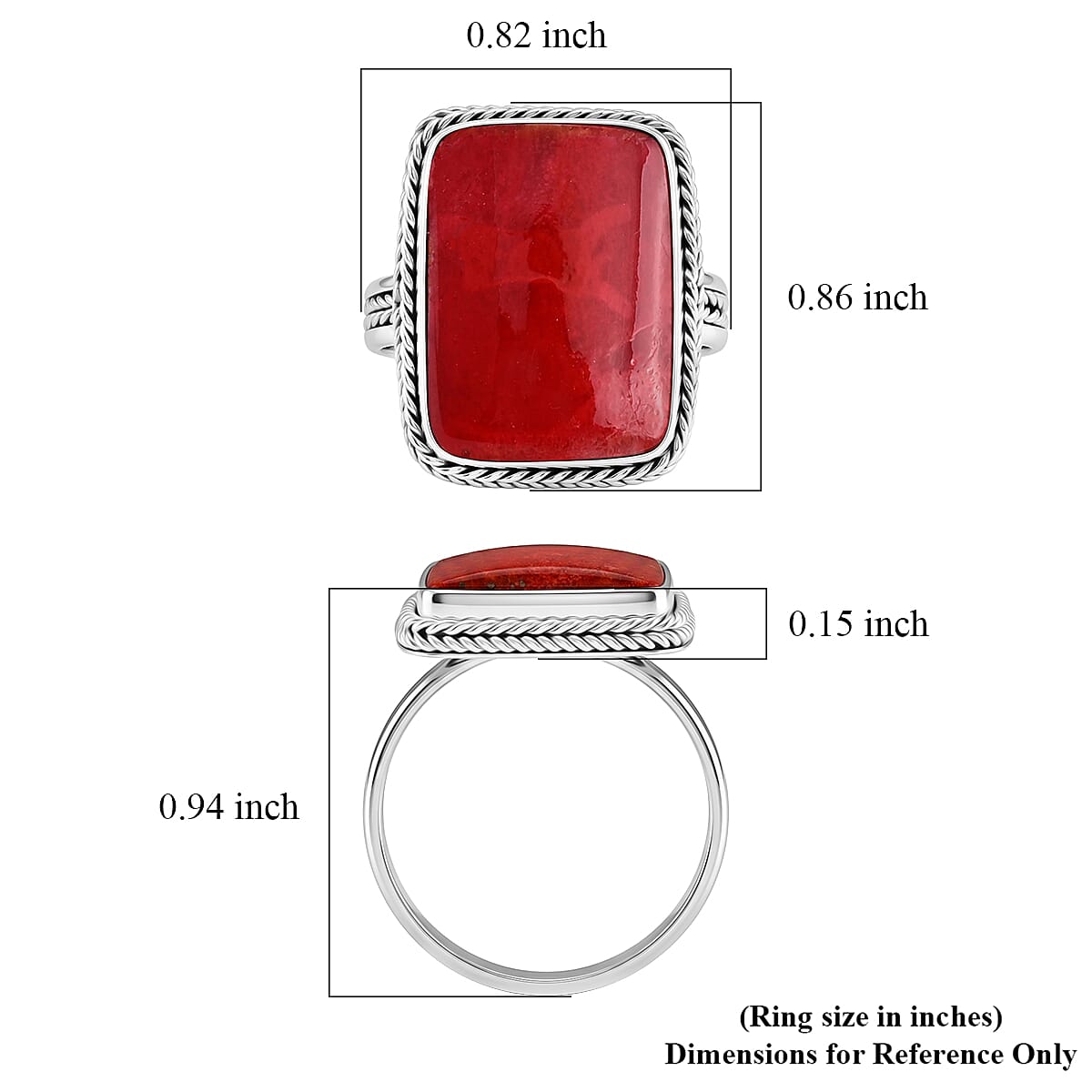 Bali Legacy Red Coral Ring in Sterling Silver (Size 8) image number 5