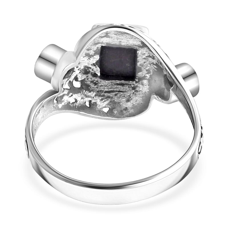 Bali Legacy Canadian Ammolite and Chrome Diopside 0.70 ctw Ring in Sterling Silver (Size 8.0)