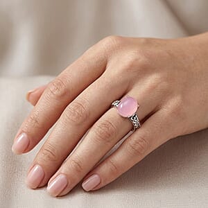 Bali Legacy Pink Jade 5.00 ctw Ring in Sterling Silver (Size 9.0)