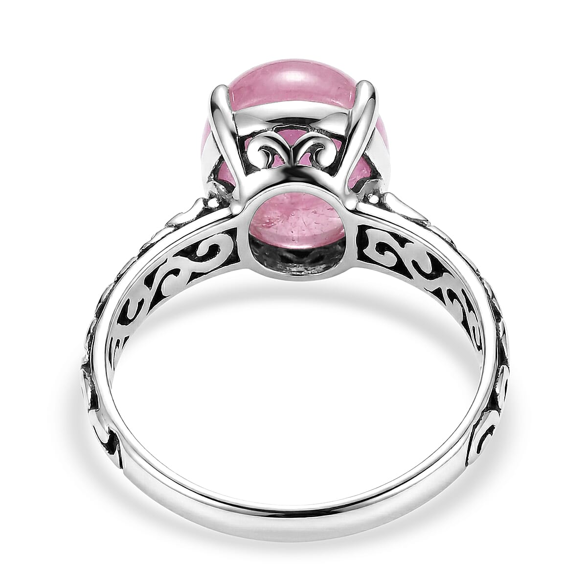 Bali Legacy Pink Jade 5.00 ctw Ring in Sterling Silver (Size 9.0) image number 4