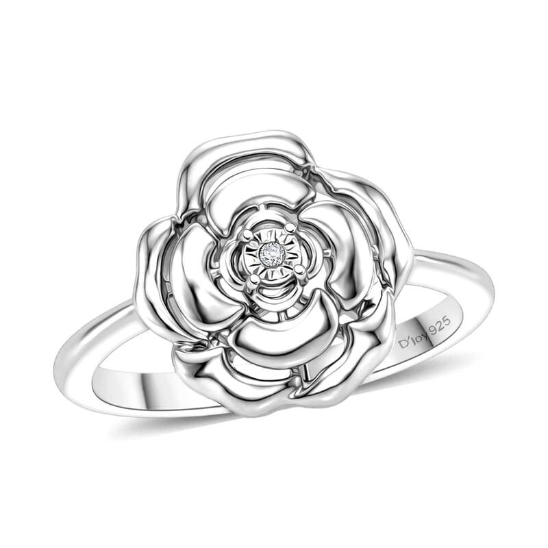D'Joy Diamond Accent Ring in Platinum Over Sterling Silver (Size  6.0)
