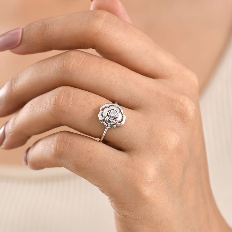 D'Joy Diamond Accent Ring in Platinum Over Sterling Silver (Size  6.0)