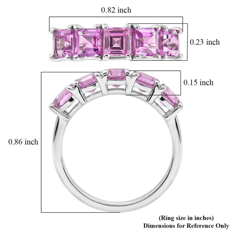 D'Joy Lab Created Pink Sapphire 2.50 ctw Ring in Platinum Over Sterling Silver (Size 7.0)