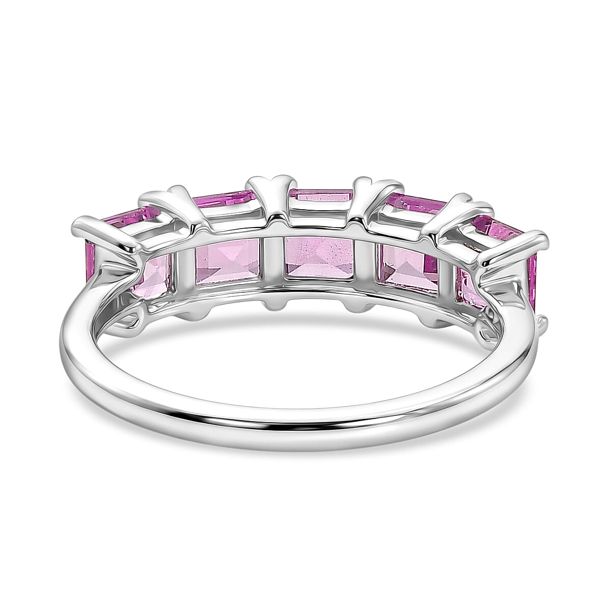D'Joy Lab Created Pink Sapphire 2.50 ctw Ring in Platinum Over Sterling Silver (Size 8.0)