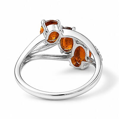 D'Joy Orange Kyanite 1.65 ctw 3 Stone Ring in Platinum Over Sterling Silver (Size 7.0)