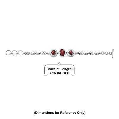 EverTrue Premium Norwegian Thulite 14.50 ctw Vintage Heritage Medallion Bracelet in Platinum Bond (7.25-8.0In)