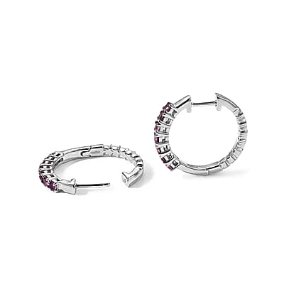 EverTrue Premium Lotus Garnet 1.20 ctw Hoop Earrings in Platinum Bond