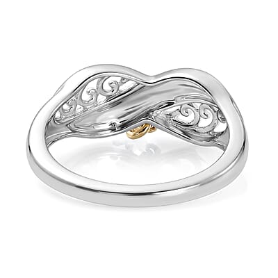 D'Joy Filigree Ring with Cross Charm in 14K YG Over and Sterling Silver (Size 6.0) 2.70 Grams