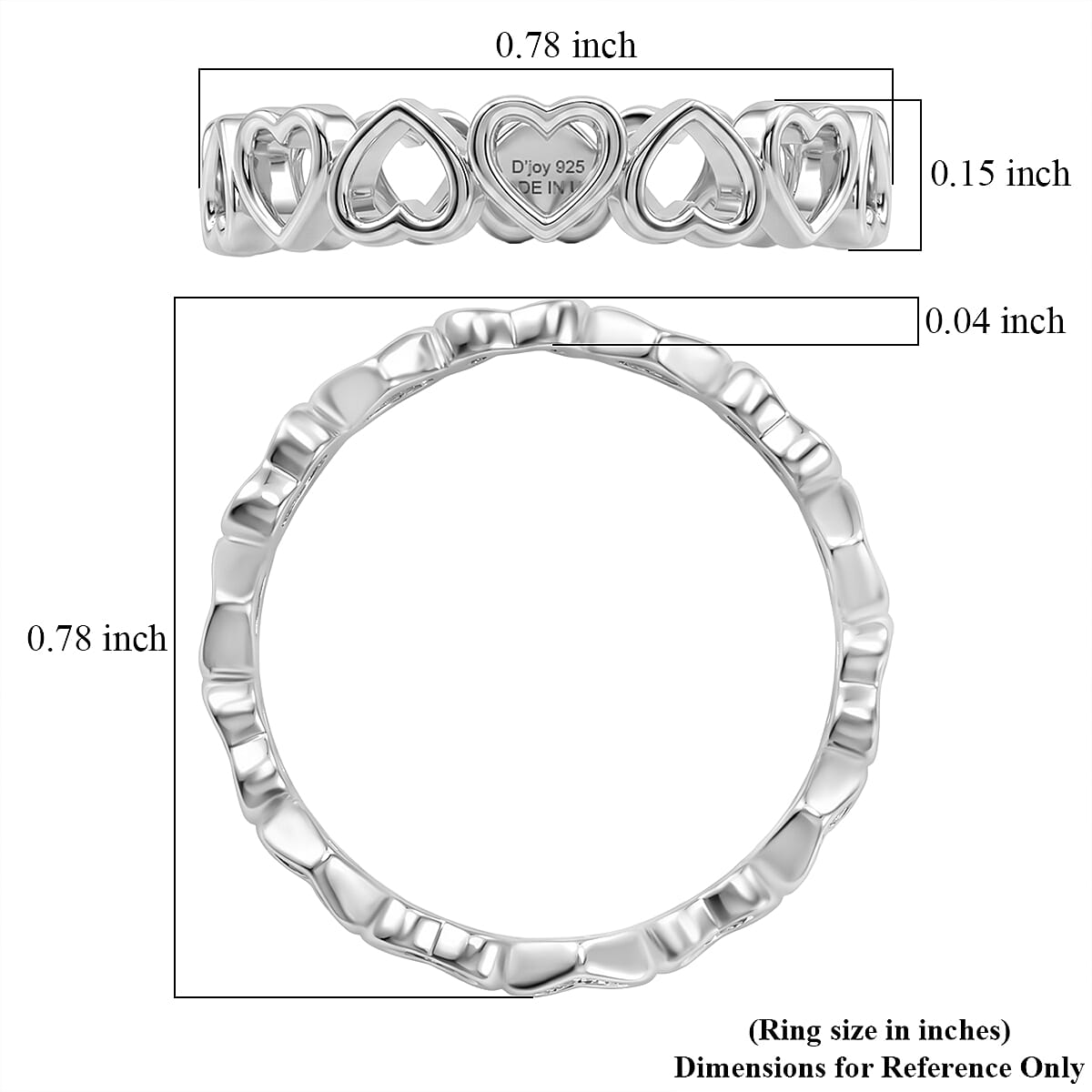 D'Joy Sterling Silver Heart Ring (Size 6.0) (1.50 g) image number 5