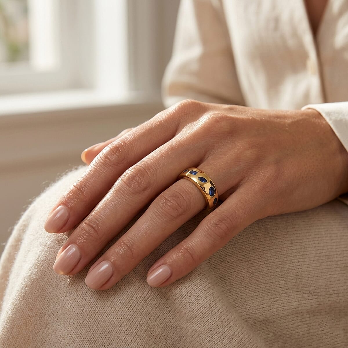 D'Joy Masoala Sapphire (D) Band Ring in 18K YG Over Sterling Silver (Size 6.0) 1.10 ctw image number 2