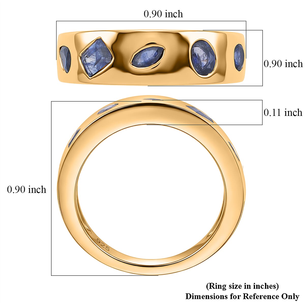 D'Joy Masoala Sapphire (D) Band Ring in 18K YG Over Sterling Silver (Size 6.0) 1.10 ctw image number 4