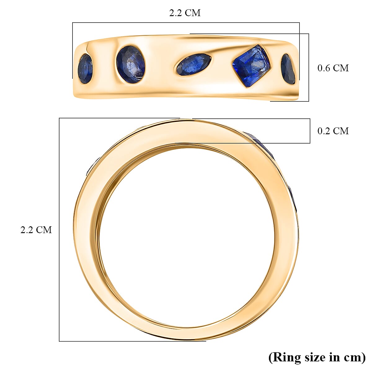 D'Joy Masoala Sapphire (D) 1.10 ctw Band Ring in 18K Yellow Gold Over Sterling Silver (Size 6.0)