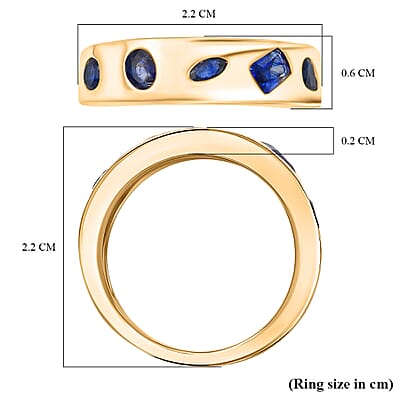D'Joy Masoala Sapphire (D) 1.10 ctw Band Ring in 18K Yellow Gold Over Sterling Silver (Size 6.0)