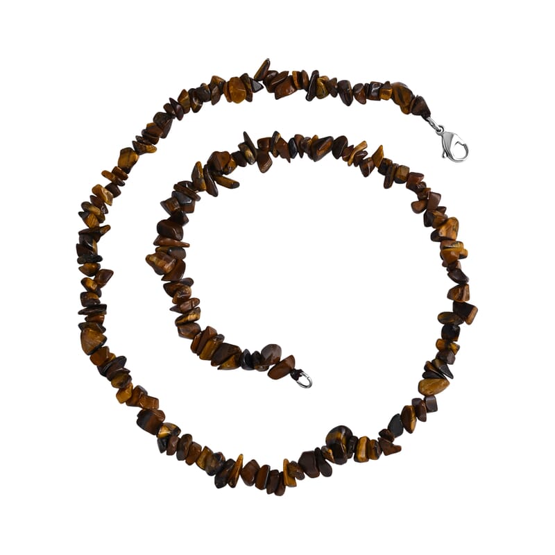 Bali Legacy Tiger's Eye 196.00 ctw Beaded Necklace in Stainless Steel 20 Inches