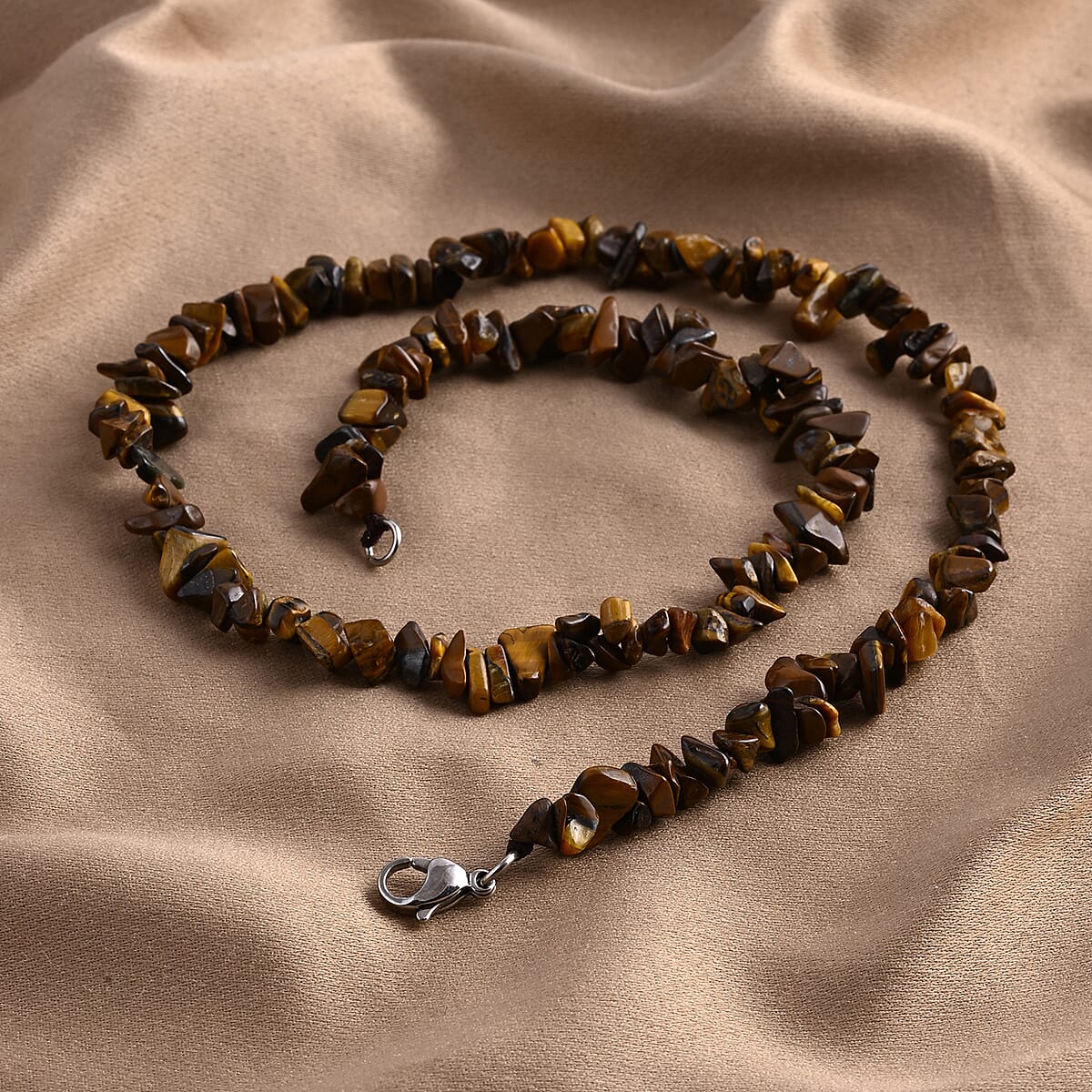 Bali Legacy Tiger's Eye 196.00 ctw Beaded Necklace in Stainless Steel 20 Inches image number 1