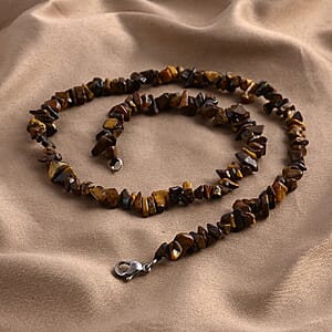 Bali Legacy Tiger's Eye 196.00 ctw Beaded Necklace in Stainless Steel 20 Inches