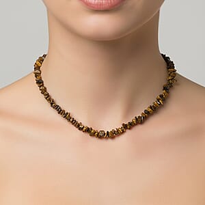 Bali Legacy Tiger's Eye 196.00 ctw Beaded Necklace in Stainless Steel 20 Inches