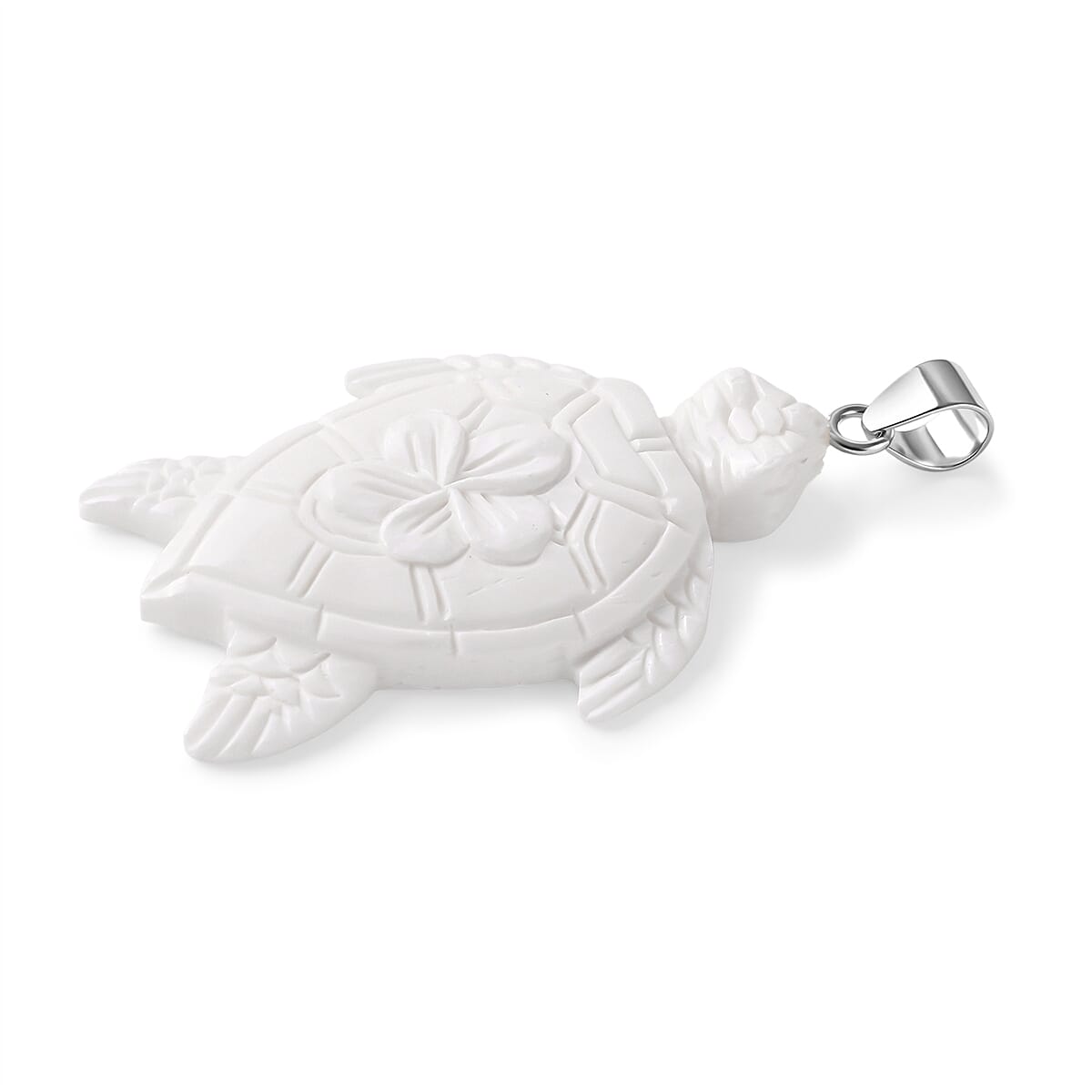 Bali Goddess Carved Bone Turtle Pendant without Chain in Sterling Silver image number 3