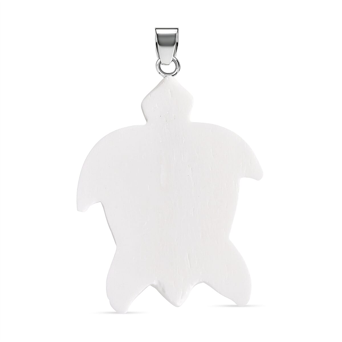 Bali Goddess Carved Bone Turtle Pendant without Chain in Sterling Silver
