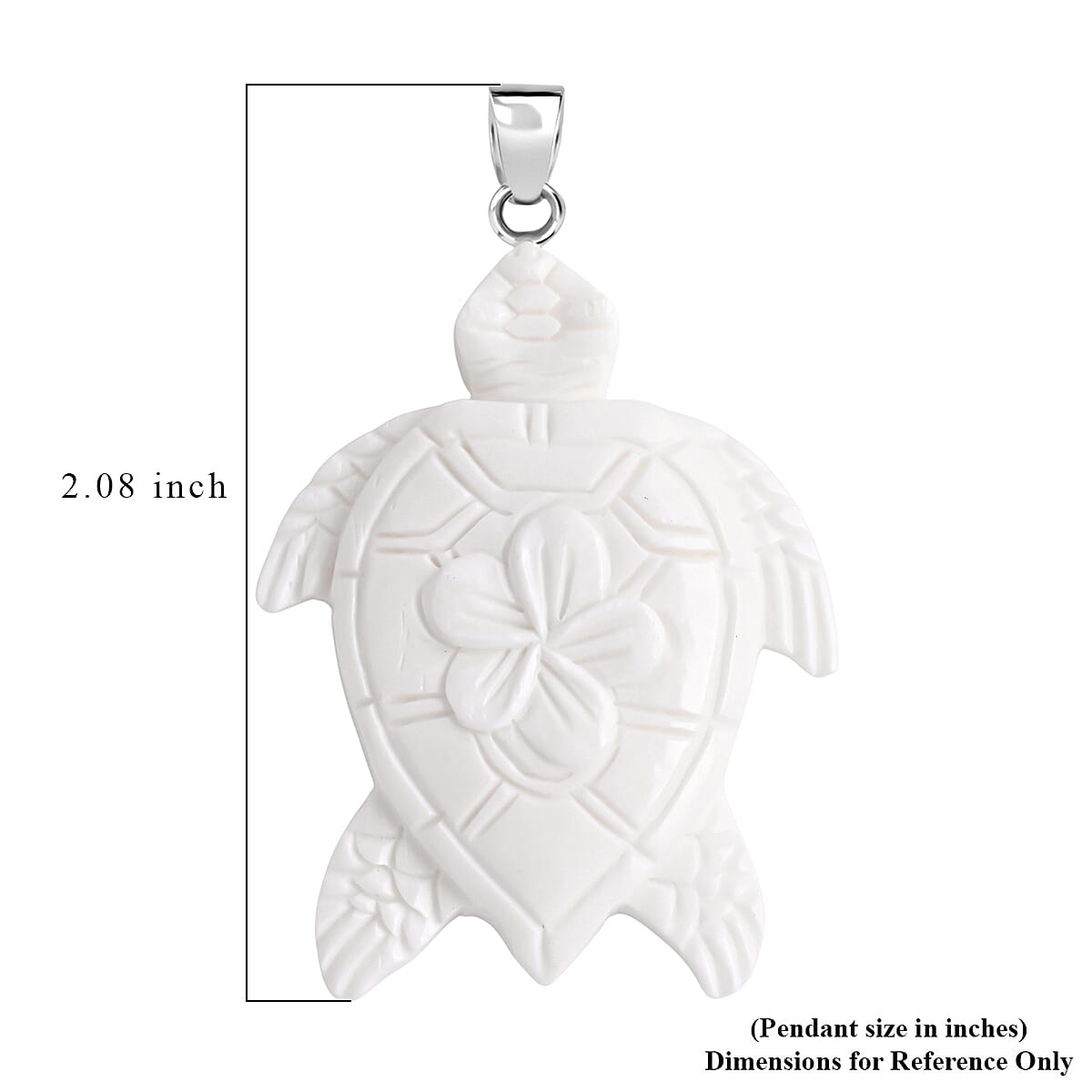 Bali Goddess Carved Bone Turtle Pendant without Chain in Sterling Silver image number 5