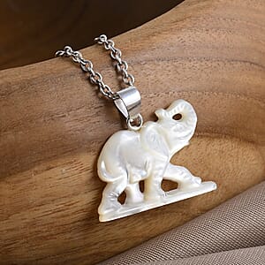 Bali Goddess Carved Bone Elephant Pendant without Chain in Sterling Silver