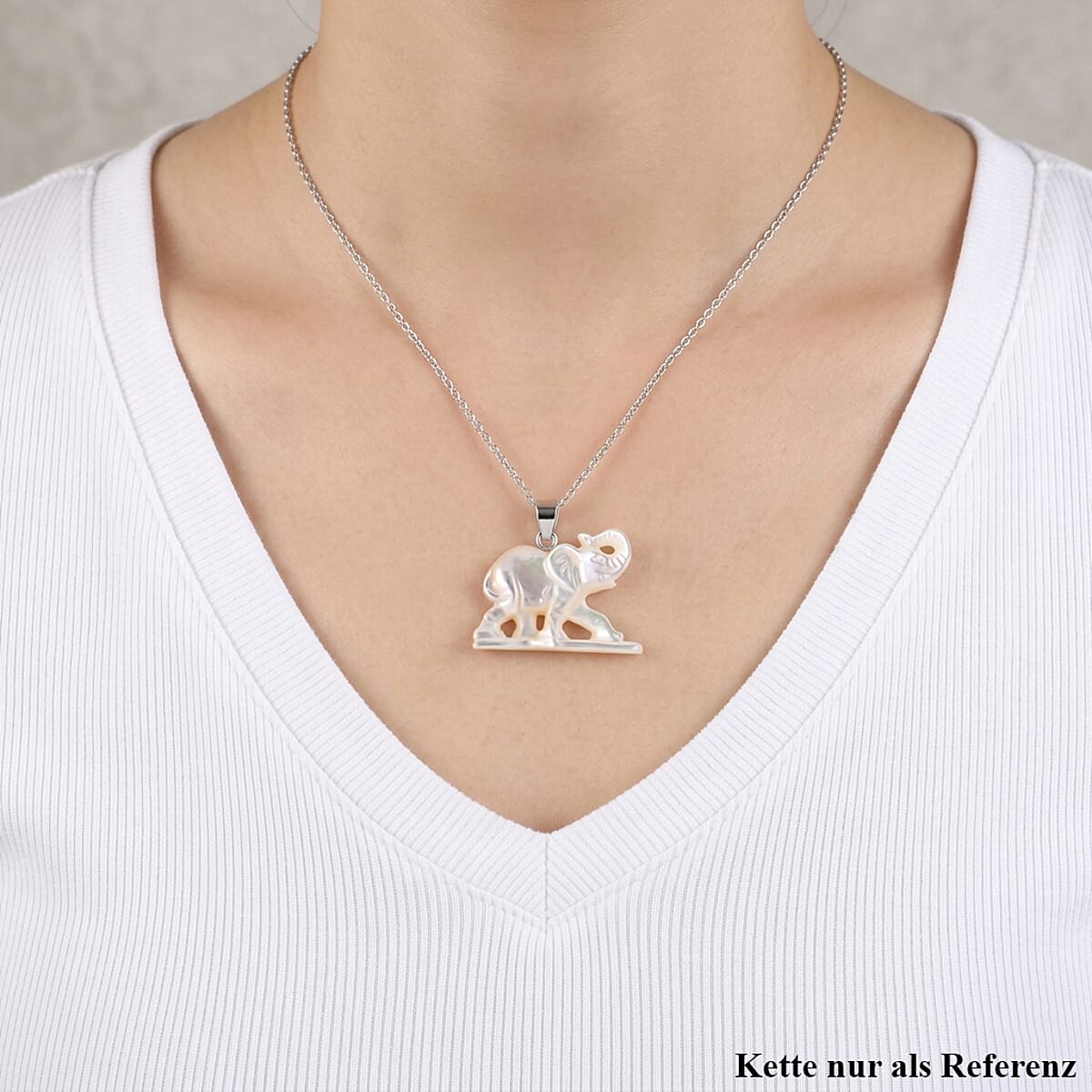 Bali Goddess Carved Bone Elephant Pendant without Chain in Sterling Silver image number 2