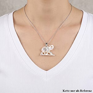 Bali Goddess Carved Bone Elephant Pendant without Chain in Sterling Silver