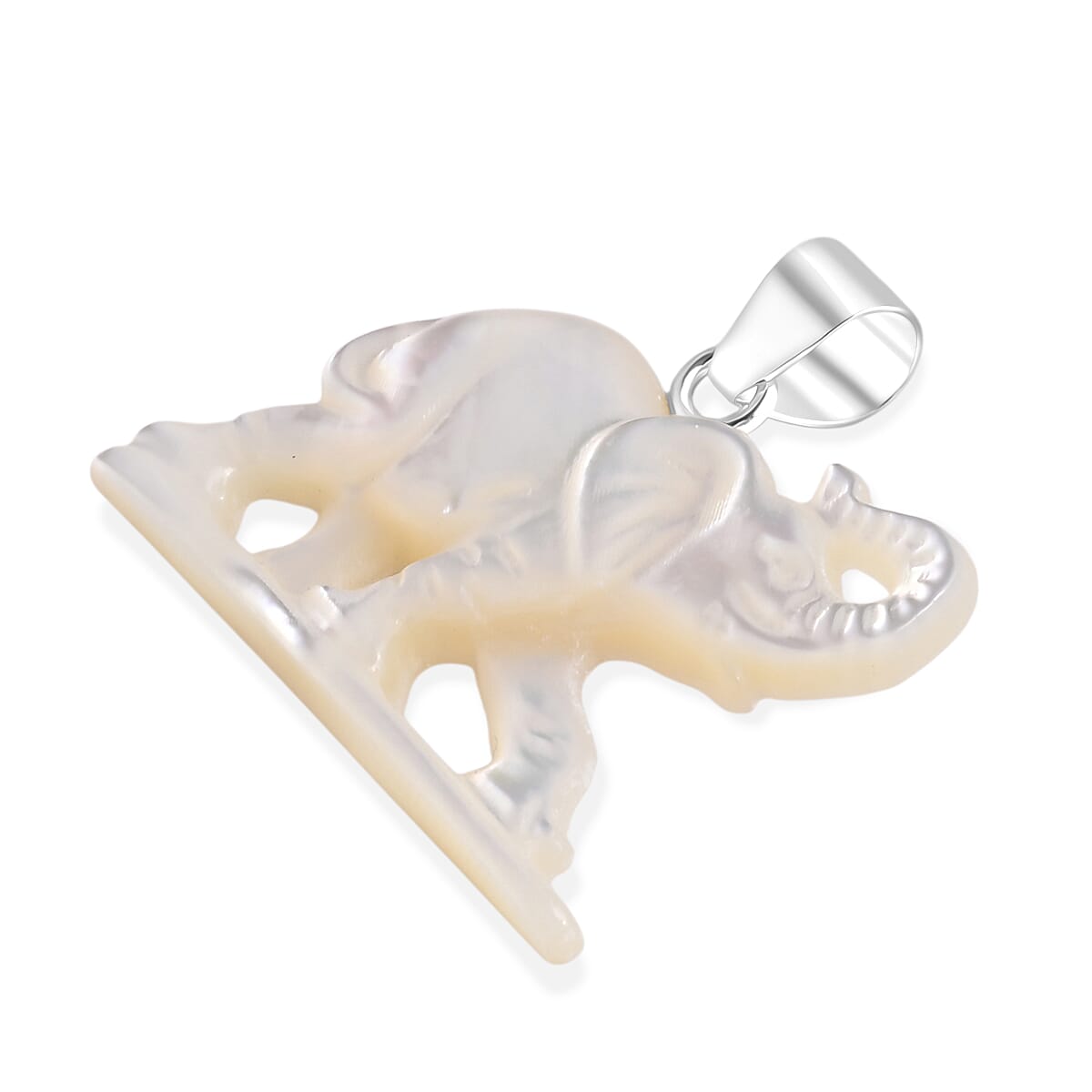 Bali Goddess Carved Bone Elephant Pendant without Chain in Sterling Silver image number 3