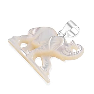 Bali Goddess Carved Bone Elephant Pendant without Chain in Sterling Silver