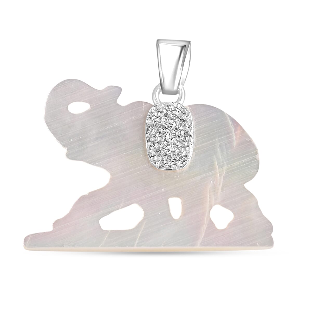 Bali Goddess Carved Bone Elephant Pendant without Chain in Sterling Silver
