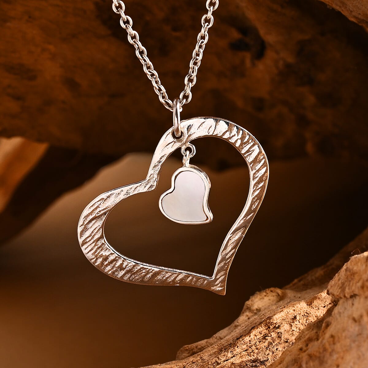 Bali Legacy Mother Of Pearl Heart Pendant without Chain in Sterling Silver image number 1