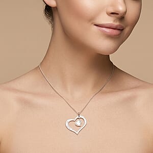 Bali Legacy Mother Of Pearl Heart Pendant without Chain in Sterling Silver