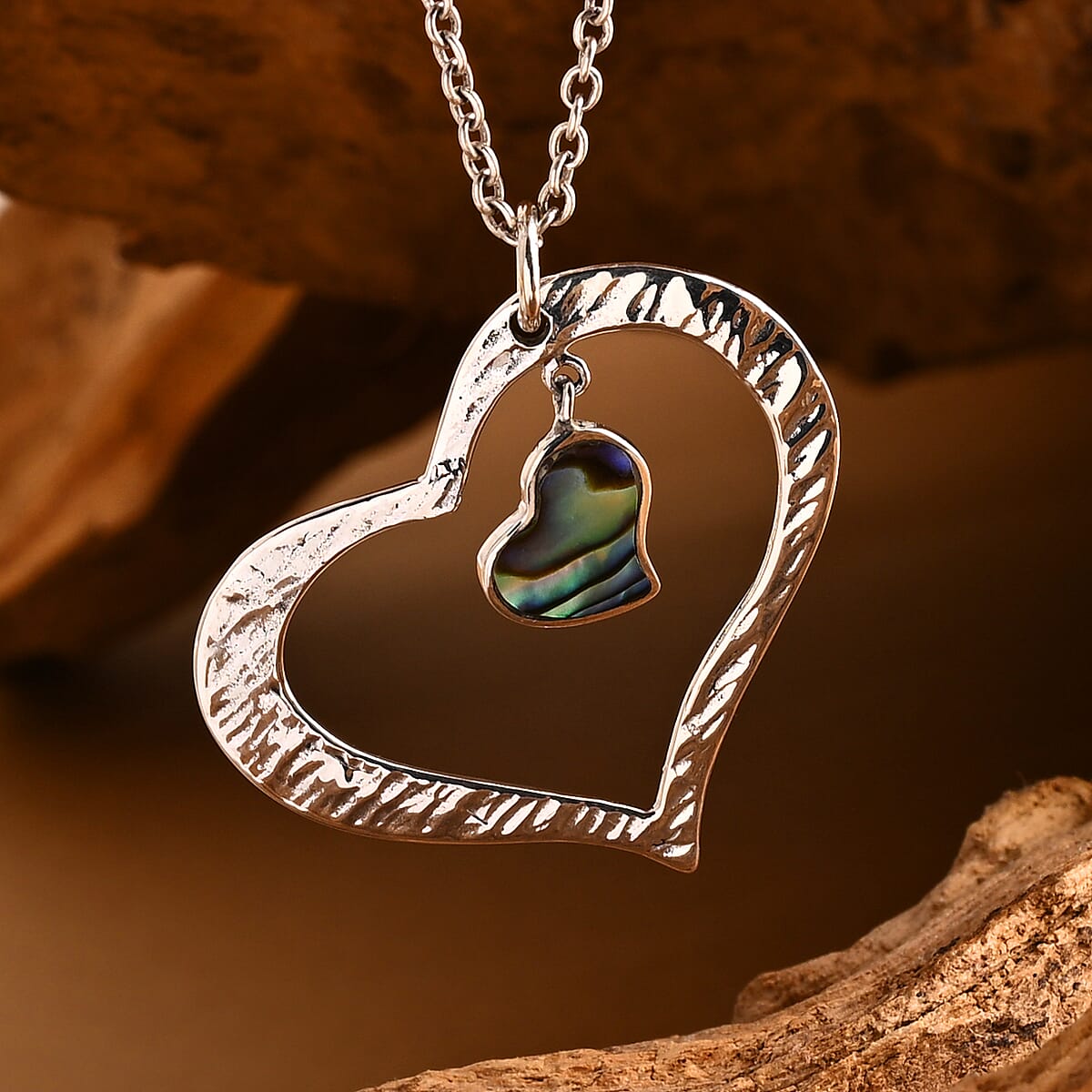 Bali Legacy Abalone Shell Heart Pendant without Chain in Sterling Silver image number 1