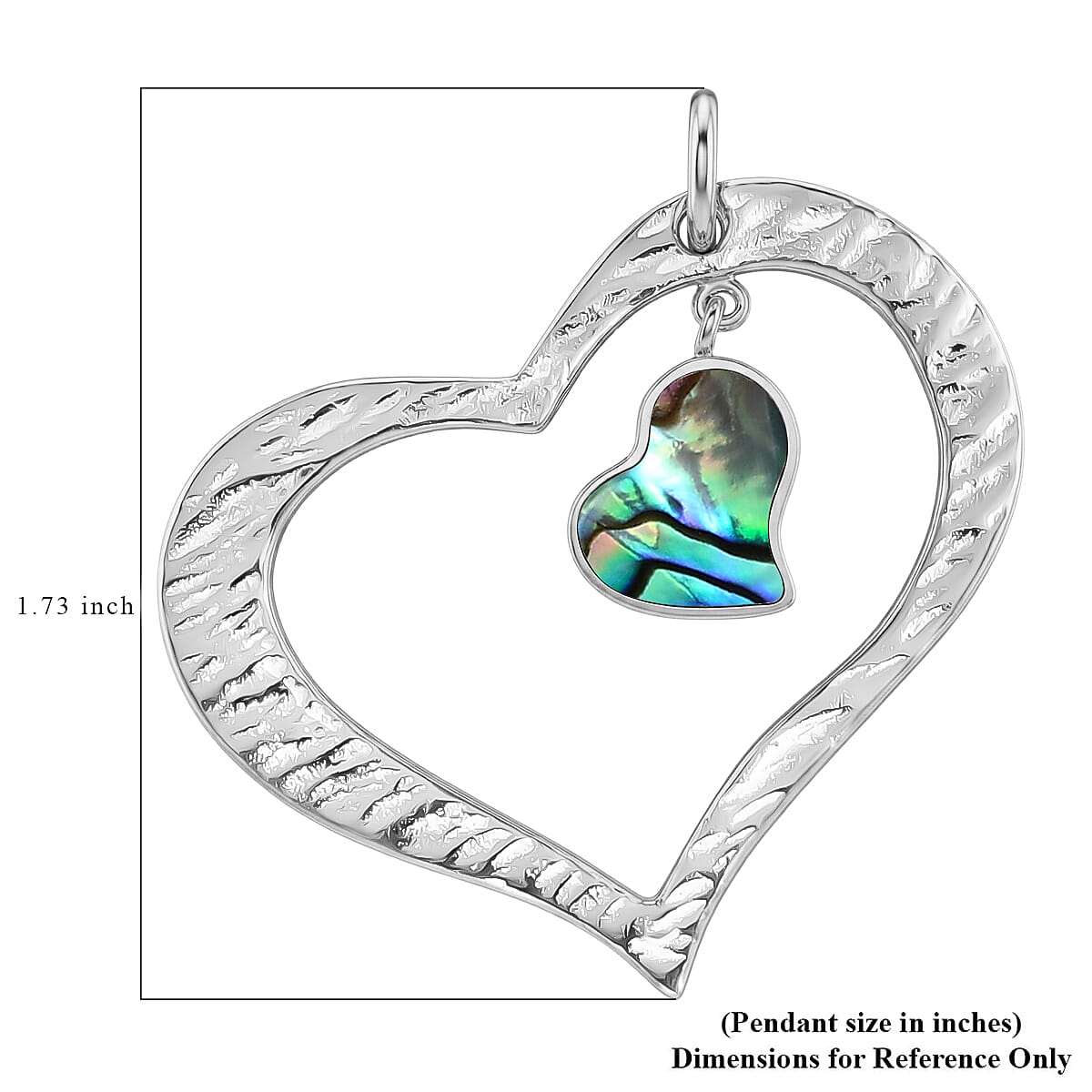 Bali Legacy Abalone Shell Heart Pendant without Chain in Sterling Silver